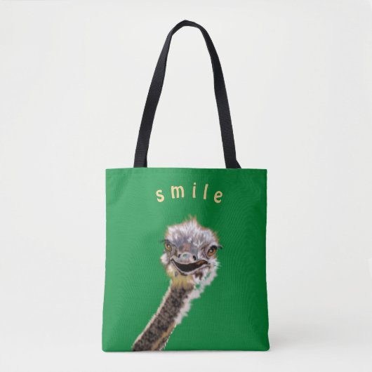 Grappige Canvas tas Happy Ostrich aangepaste kleur (Voorkant)