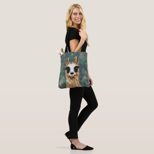 Grappige Canvas tas met Curious Llama (Op model)