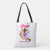 Grappige canvas tas met een heksensingle Klaar om  (Achterkant)