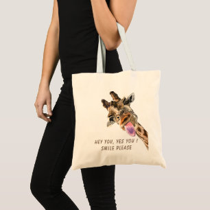 Grappige Canvas tas met PlayfulGiraffe - Aangepast