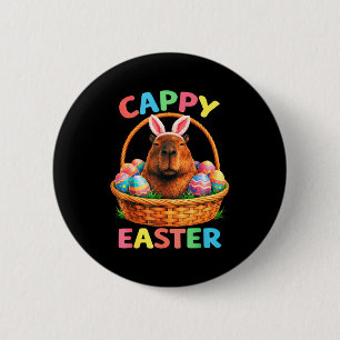 Grappige cappy paas capybara konijn met eieren len ronde button 5,7 cm