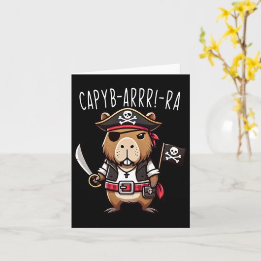 Grappige Capyb-arrr-ra Piraat Capybyra Halloween J Kaart (Gele Bloem)
