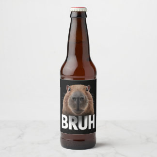 Grappige Capybara Bruh Bier Etiket