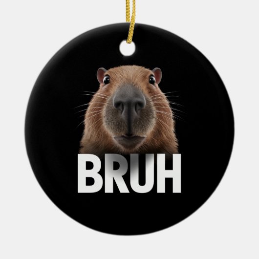 Grappige Capybara Bruh Keramisch Ornament (Voorkant)