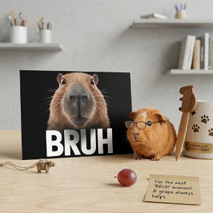 Grappige Capybara Bruh Meme Schattig Dier Humor Briefkaart