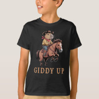 Grappige Capybara Cowboy Rijden Paard Giddy Up