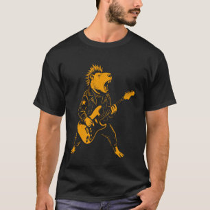 Grappige Capybara die Gitaar Speelt Rockmuziek Lie T-shirt