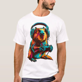 Grappige Capybara Gamer Gaming Videogames Grafisch T-shirt