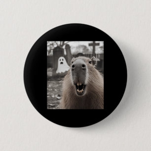Grappige Capybara Geest Halloween Kostuum Capybara Ronde Button 5,7 Cm