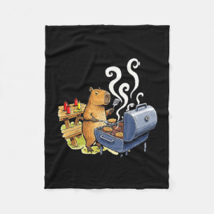 Grappige Capybara Grilling Achtertuin Barbecue voo Fleece Deken