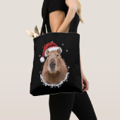 Grappige capybara kerst draagtas (Dichtbij)