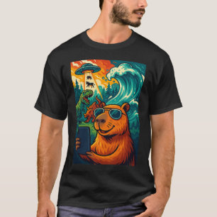 Grappige Capybara Meme Selfie Cartoon T-shirt