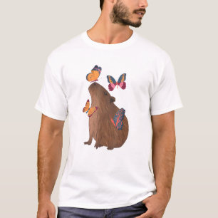 Grappige Capybara met Vlinder – Knagend Dierentuin T-shirt