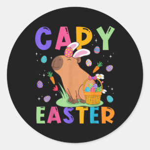 Grappige Capybara Paasdag Capy Paaseieren Capy Lo Ronde Sticker
