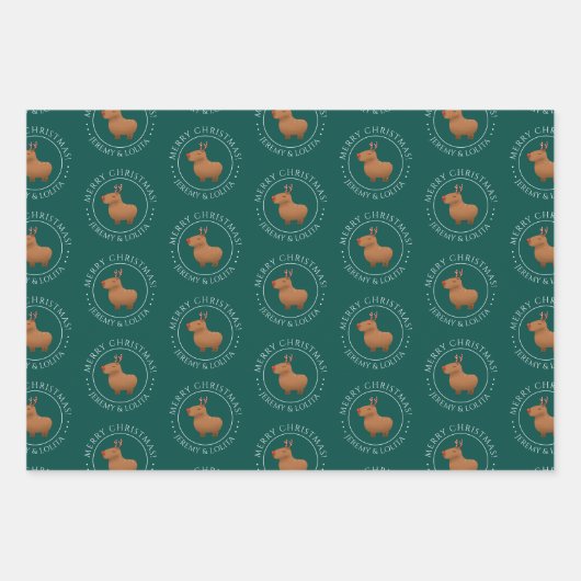 Grappige Capybara rendieren kerst Inpakpapier Vel (Voorkant)