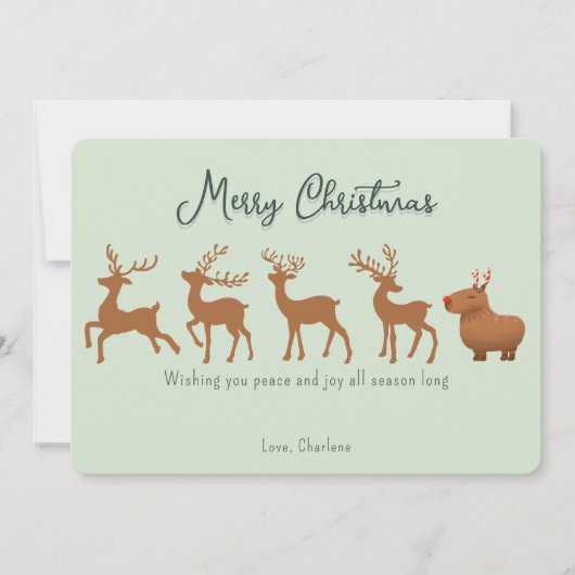 Grappige Capybara rendieren kerst Kaarten (Voorkant)