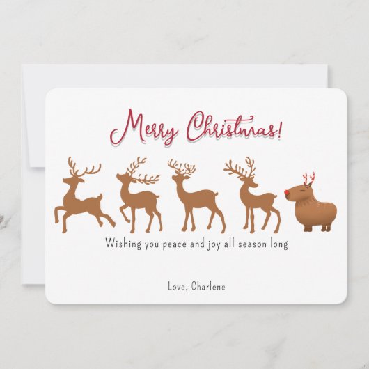 Grappige Capybara rendieren kerst Kaarten (Voorkant)