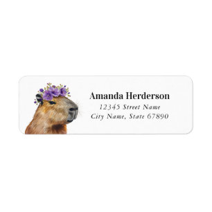 Grappige Capybara retour adreslabels Etiket
