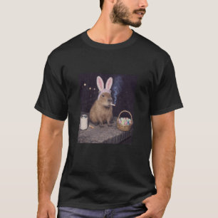 Grappige Capybara Retro Konijnenoren Roken Paasei T-shirt
