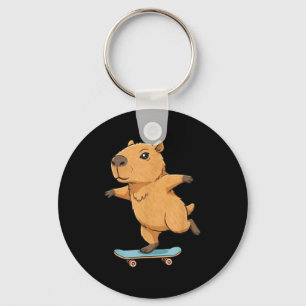 Grappige Capybara Schaatsster Skateboard Ballerina Sleutelhanger