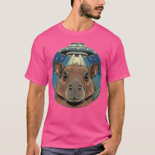 Grappige Capybara Selfie met UFO's Weird T-shirt