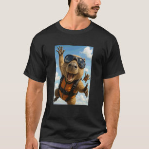Grappige Capybara Sky Diving Diver Dierenliefhebbe T-shirt