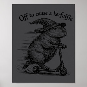 Grappige Capybara Tovenaar Scooter Uit Oorzaak Poster