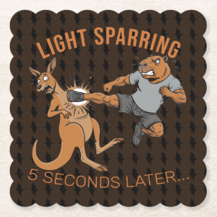 Grappige Capybara vs Kangoeroe Licht Sparring MMA Kartonnen Onderzetters