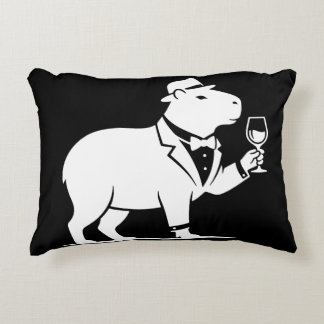 Grappige Capybara Wijn Glas Minimalistische Modern Accent Kussen