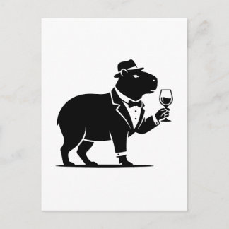 Grappige Capybara Wijn Glas Minimalistische Modern Briefkaart