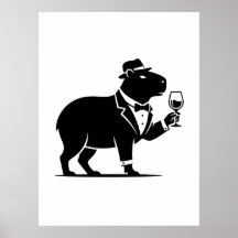 Grappige Capybara Wijn Glas Minimalistische Modern
