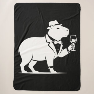 Grappige Capybara Wijn Glas Minimalistische Modern Sherpa Deken