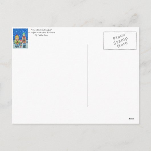 grappige carolzangers in het snow - kerstontwerp feestdagenkaart (Achterkant)