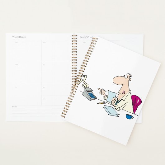 Grappige Cartoon accountant kantoorhumor Planner