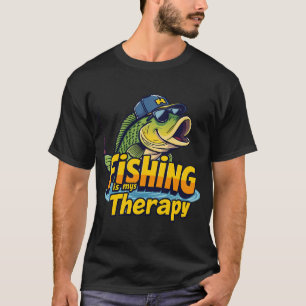 Grappige Cartoon Baars Visser met Honkbalpet en T-shirt