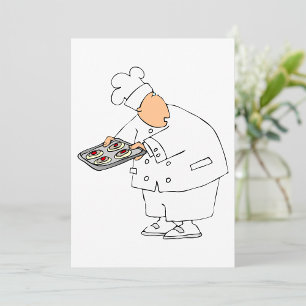 Grappige Cartoon Banketbakker Chef met Bakplaat me Kaart