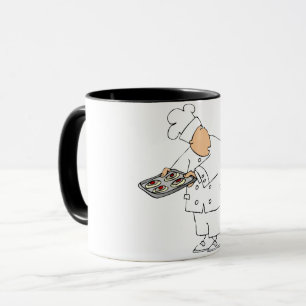 Grappige Cartoon Banketbakker Chef met Bakplaat me Mok