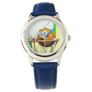 Grappige Cartoon Basketbal in een Hoop Horloge