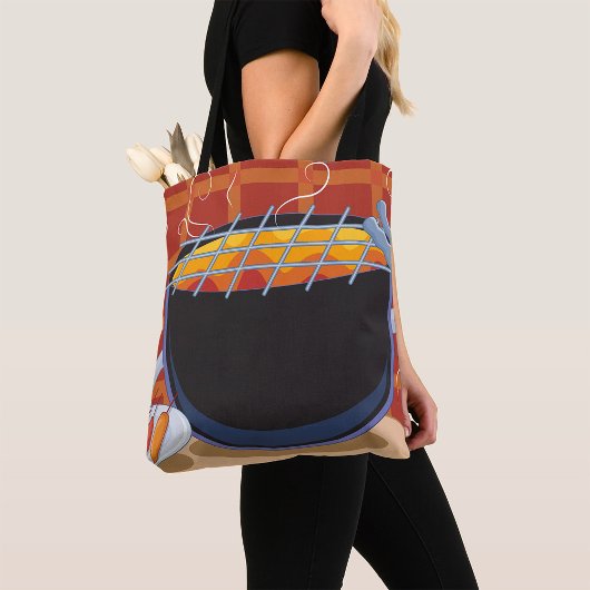 Grappige Cartoon BBQ Grill met Tangen en Spiesjes Draagtas