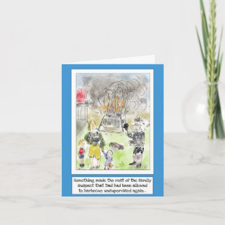 Grappige Cartoon BBQ Kookkaart voor Vader Kaart