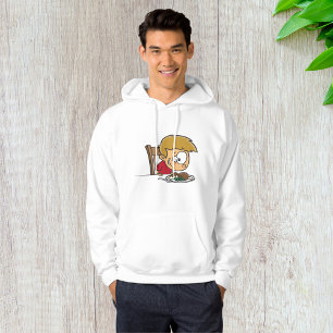 Grappige Cartoon Boy enthousiast voor het diner Hoodie