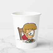 Grappige Cartoon Boy enthousiast voor het diner Papieren Bekers (Voorkant)