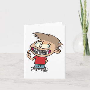 Grappige Cartoon Boy met Braces Smile Kaart