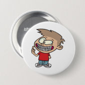 Grappige Cartoon Boy met Braces Smile Ronde Button 7,6 Cm (Voorkant /achterkant)