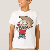 Grappige Cartoon Boy met Braces Smile T-shirt (Voorkant)