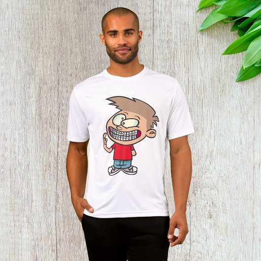 Grappige Cartoon Boy met Braces Smile T-shirt