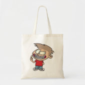 Grappige Cartoon Boy met Braces Smile Tote Bag (Voorkant)
