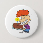 Grappige Cartoon Boy met Chocolade Verjaardagstaar Ronde Button 7,6 Cm (Voorkant)