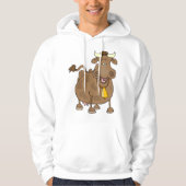 Grappige Cartoon Bruine Koe met Bell Boerderij Ani Hoodie (Voorkant)