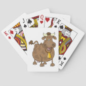 Grappige Cartoon Bruine Koe met Bell Boerderij Ani Pokerkaarten (Achterkant)